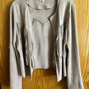 UmGee suede fringe open jacket